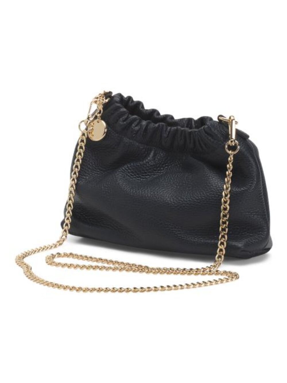 MARLON Made In Italy Leather Drawstring Pouch With Detachable Shoulder Strap - Picture 3 of 5